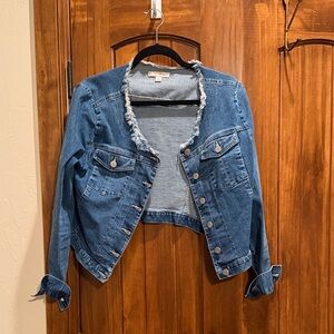 Cato Frayed Edge Blue Jean Jacket